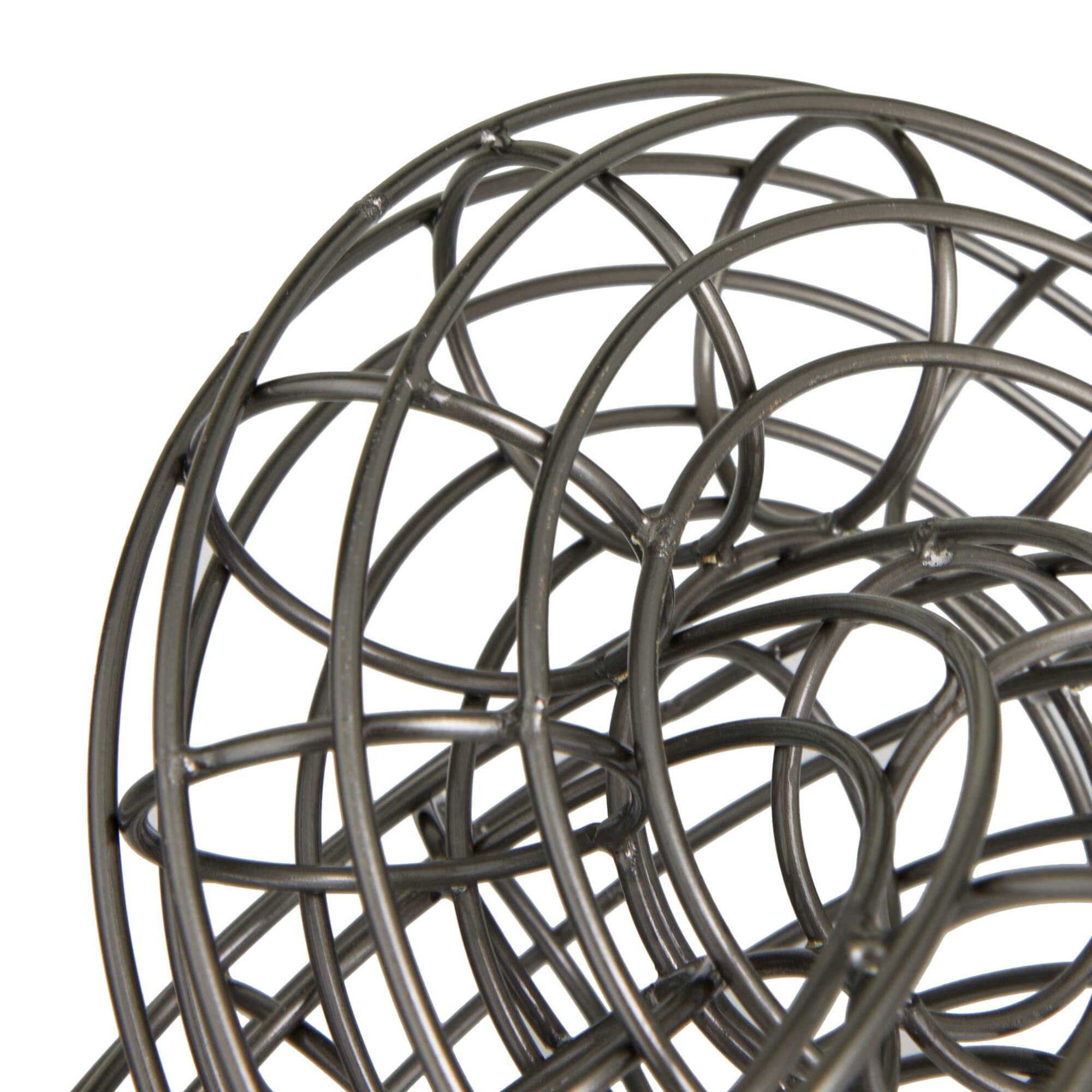 Set of 2 Grey Metal Contemporary Sculptures, 7" x 8" x 9"